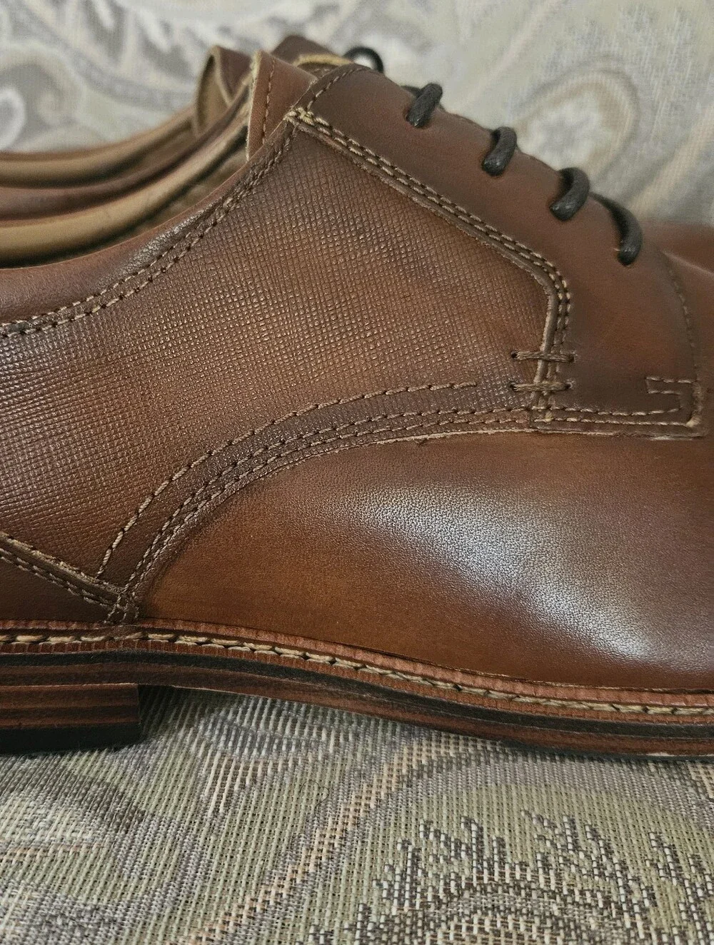 STEVE MADDEN Evan Men’s Cognac Brown Genuine Leather Derby Shoes